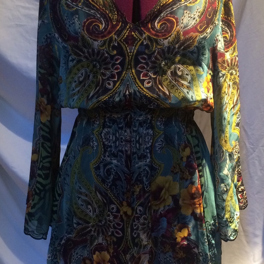 Mushka by Sienna Rose sheer multicolor top L